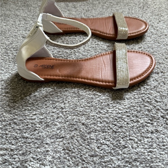 Ardene White and Brown Sandals with Rhinestone Accent - Picture 2 of 7